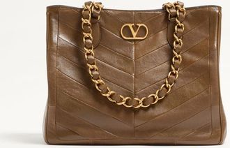 Valentino Garavani Valentino Garavani Laseine Shopping Bag In Nappa Leather With A Chevron Pattern Wo