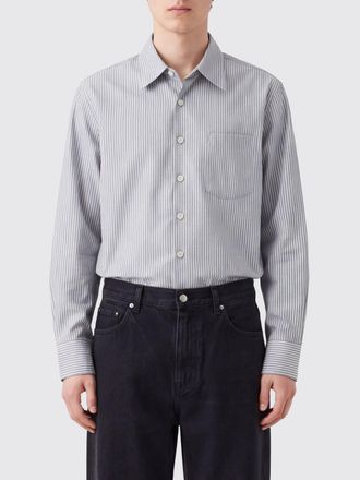 Our Legacy Striped Cotton Shirt with French Collar and Chest Pocket