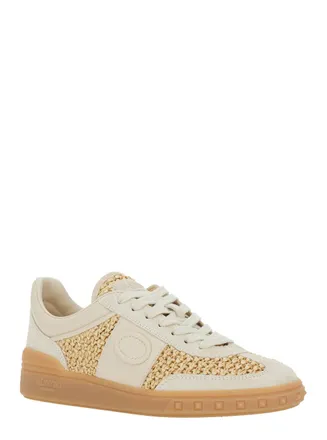 Valentino Garavani Womens Sneakers Upvillage Beige Leather Trainers
