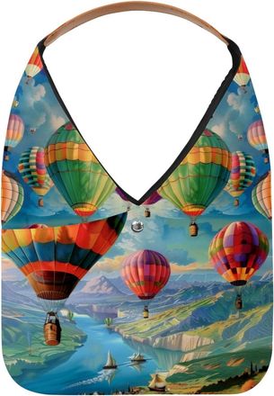 Generic Colorful Hot Air Balloons Reusable Lightweight Grocery Bags - Foldable Into Compact Pouch, Washable & Sturdy, Multipurpose for Shopping and Travel