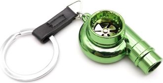 Generic Unique Car Turbo Key Chain with Sound, Mini Auto Turbo Key Ring Bag Charms, Auto Parts Pendant Gifts(Green)