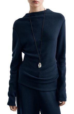 Mango Funnel Neck Sweatshirt in Navy at Nordstrom, Size X-Small