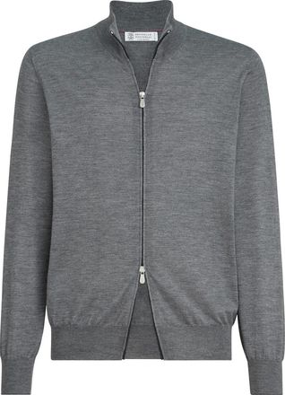 Brunello Cucinelli Cashmere and silk cardigan in Dark Grey at Nordstrom, Size 46 It