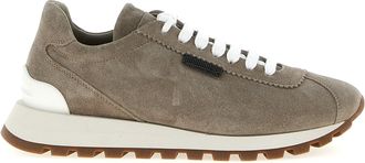 Brunello Cucinelli Shiny Tab Sneakers Grigio-Donna