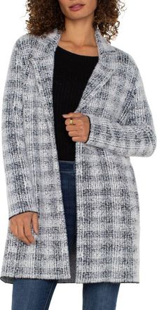 Liverpool L.A. Long Open Front Jacket in Grey/white Plaid at Nordstrom, Size X-Large