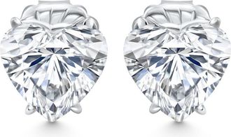 Pompeii3 Certified 6Ct TW Heart Shape Diamond Studs 14k White Gold Lab Grown