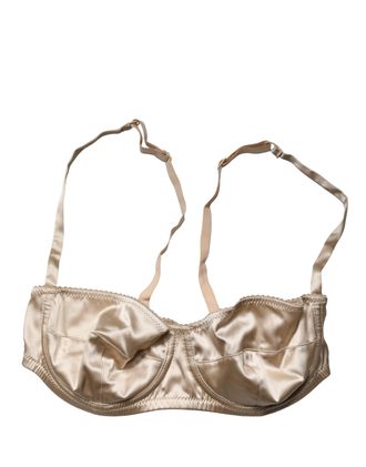 Dolce & Gabbana Womens Beige Semi-Pad Underwire Balconette Bra Underwear Elastane Silk Clothing