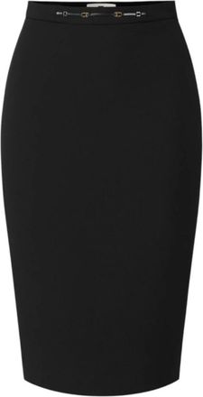 Elisabetta Franchi Cr&ecirc;pe Stretch Rok met Juwelen Logo Sluiting - Dames - Kokerrokken - Zwart - M - Polyester - Rokken