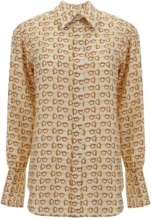 Burberry Geometric Print Zijden Overhemd - Dames - Overhemden - Veelkleurig - 2XS - Overhemden