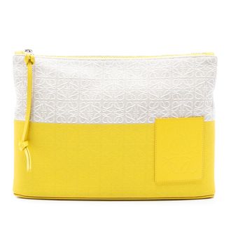 Loewe Tweedehands Herhalingsanagram Jacquard en Lederen Oblong Pouch