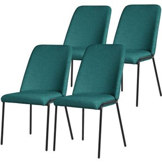 ML Design ML-Design Set 4 Sedie Sala Pranzo Verde Petrolio in Poliestere Gambe in Metallo, Struttura in Acciaio, con Schienale, Poltroncine Imbottite per