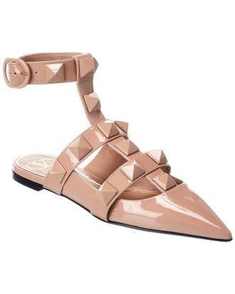 Valentino Roman Stud Patent Ankle Strap Flat
