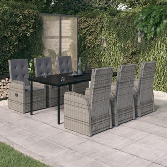 vidaXL Juego De Comedor De Jard&iacute;n 7 Piezas Con Cojines Gris Vidaxl