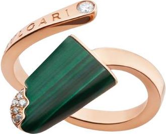 Bulgari Rose Gold, Malachite and Diamond Gelati Ring