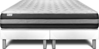 VITALIT Vitalit - Base Tapizada Blanco + Colch&oacute;n Con Muelles Y Viscoel&aacute;stica 2x100x200