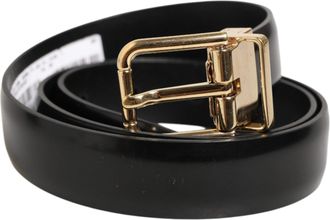 Dolce & Gabbana Zwart Klassiek Leren Goudkleurige Gespriemelen Riem