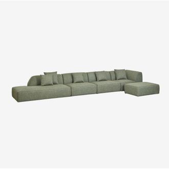 Sklum Divano angolare componibile Cardea 4 pezzi con chaise longue sinistra e pouf imbottito SKLUM