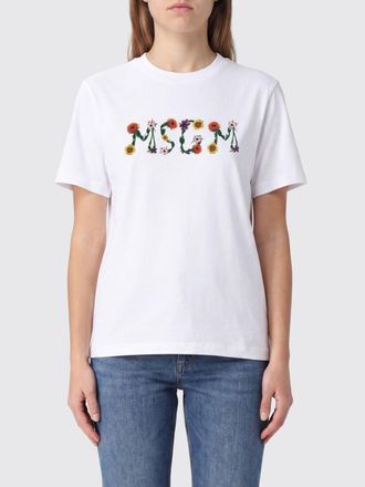 Msgm T-shirt girocollo in cotone con stampa logo a contrasto