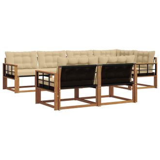 vidaXL Conjunto De Sof&aacute;s De Exterior Con Coj&iacute;n 7 Pcs Natural Y Beige Vidaxl