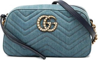 Gucci Pre-owned Cross Body Bags, female, Blue, Size: ONE SIZE Pre-owned Chevron Shoulder Bag