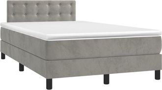 vidaXL Cama Box Spring Colch&oacute;n Y Led Terciopelo Gris Claro 120x200 Cm Vidaxl