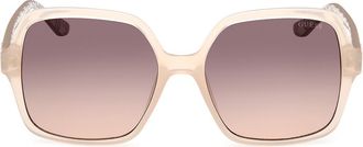 Guess Square Sunglasses in Shiny Beige /Gradient Brown at Nordstrom Rack