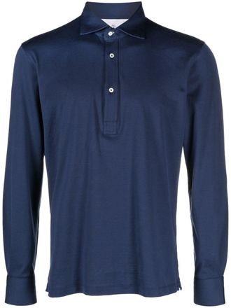 Brunello Cucinelli long-sleeved cotton polo shirt - men - Cotton - M - Blue