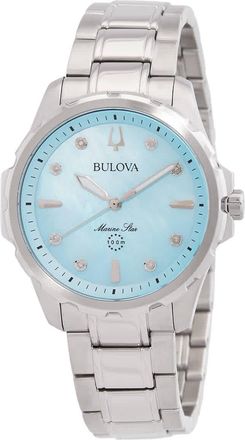 Bulova Marine Star Quartz Blue Dial Ladies Watch 96P248