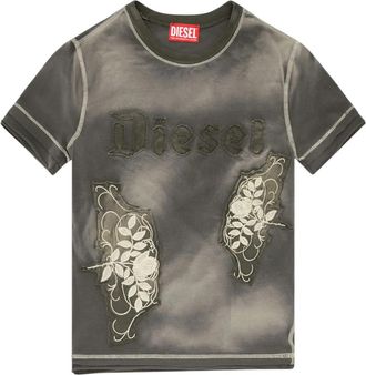 Diesel Grey Embroidered Crew Neck T-Shirt