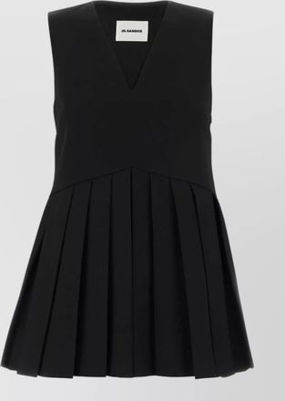 Jil Sander wool top sleeveless v neckline pleated