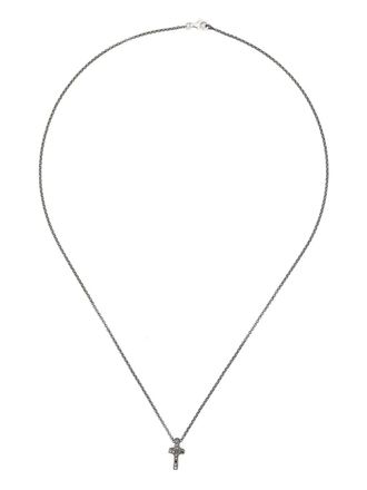 Rosa Maria Collana in argento sterling con pendente croce e diamanti