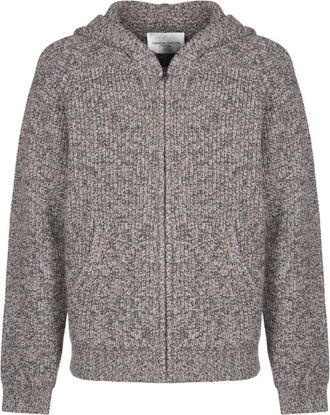 Roberto Collina Vest met capuchon en volledige ritssluiting - Heren - Truien - Beige - Maat: M Wol