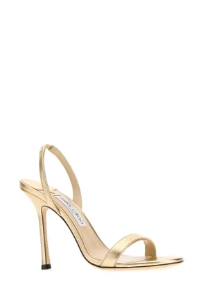 Jimmy Choo London Womens Gold Nappa Leather Jenn Sandals Sandali