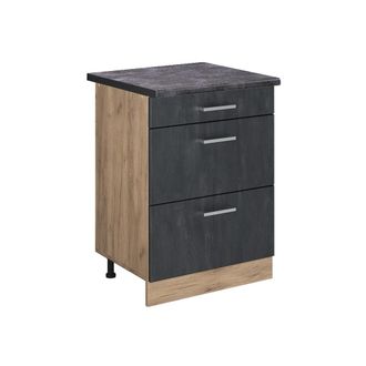 Vicco Mueble Bajo De Cocina R-line, Hormig&oacute;n Negro, 60 Cm Et Antracita