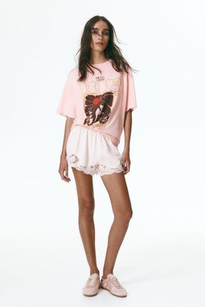 H&M Oversized t-shirt with printed motif in Powder Pink/the Doors at Nordstrom, Size Xx-Large