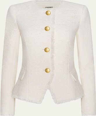L'agence Nerina Collarless Tweed Blazer