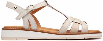 Pikolinos Roquetas Leather Flat Sandals for Women, Nata, 3-3.5 UK