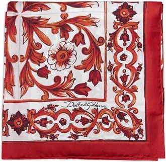 Dolce & Gabbana Zijden Twill Sjaal met Majolica-print - Dames - Zijden sjaals - Veelkleurig - ONE Size - Accessoires