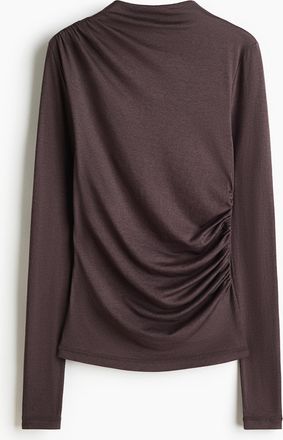 H&M Drapiertes Shirt aus Seidenmix - Tr&uuml;ffelgrau