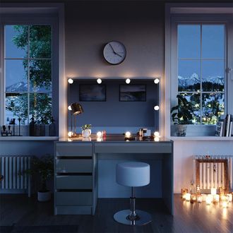Vicco Tocador Sherry, Gris, 120 Cm Con Iluminaci&oacute;n Led Y Taburete