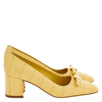Ferragamo Myra Bow Block Heel Pumps, Size 7 C