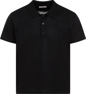 Valentino Garavani Mens Black Cotton Polo Shirt - Size Medium