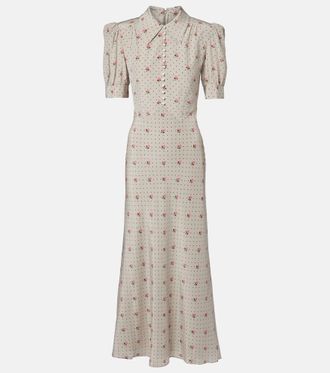 Alessandra Rich Floral polka-dot silk maxi dress