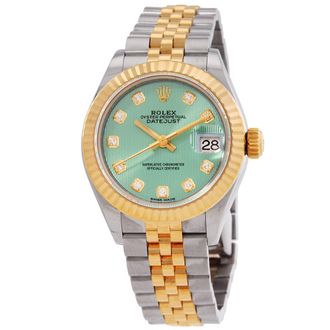 Rolex Pre-owned Rolex Datejust 28Mm Automatic Diamond Green Dial Ladies Watch 279173GNDJ