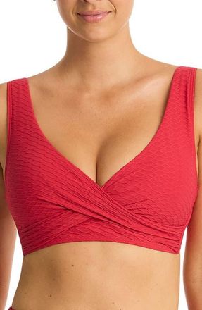 Sea Level Australia Cross Front Multifit Bikini Top in Red at Nordstrom, Size 12