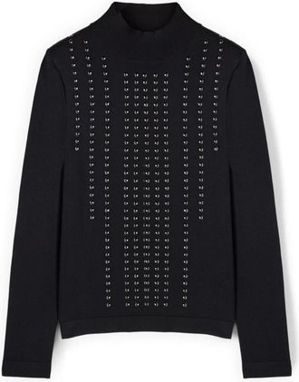 Motivi Turtleneck Trui met Applicaties - Dames - Coltruien - Zwart - XS - Nylon - Truien & Vesten
