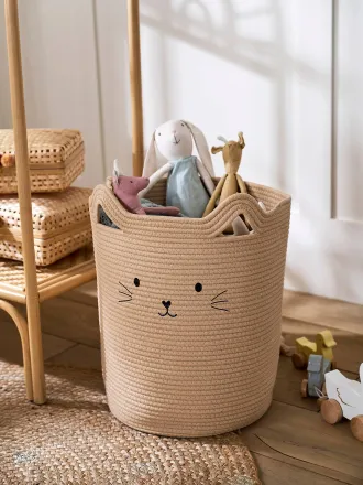 Vertbaudet Kinderzimmer Aufbewahrungskorb Katze beige