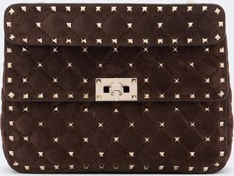 Valentino Garavani Rockstud Spike Medium suede top-handle bag