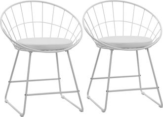 Happy Garden Pack De 2 Sillas De Metal Blanco Y Coj&iacute;n Blanco Alex