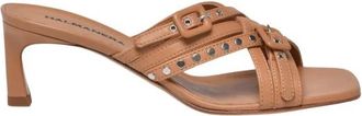 Halmanera Heeled Mules - Dames - Muiltjes - Beige - 37 EU - Leer - Schoenen
